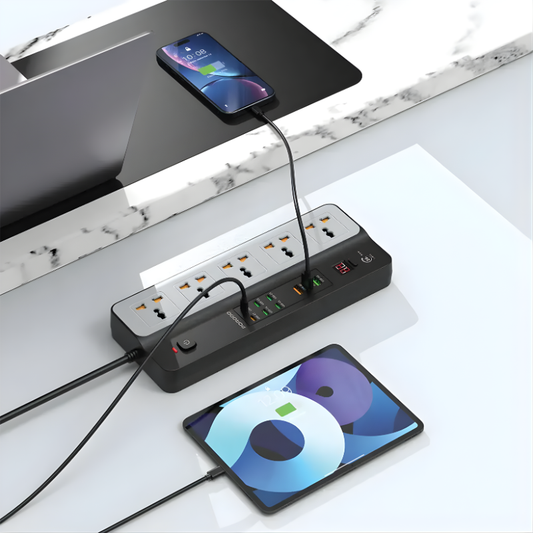 بورودو - مشترك كهرباء 3000 واط ومنافذ USB (خمسة منافذ تيار متردد)