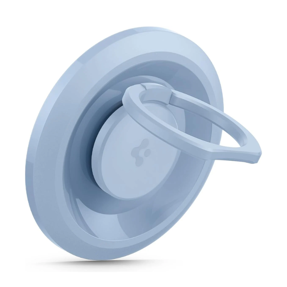 Light blue Spigen magnetic phone ring grip with glossy finish and finger loop