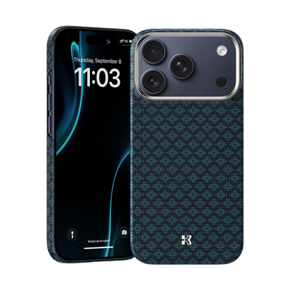 Benks iPhone 17 ArmorGrid deep teal geometric woven case with raised texture