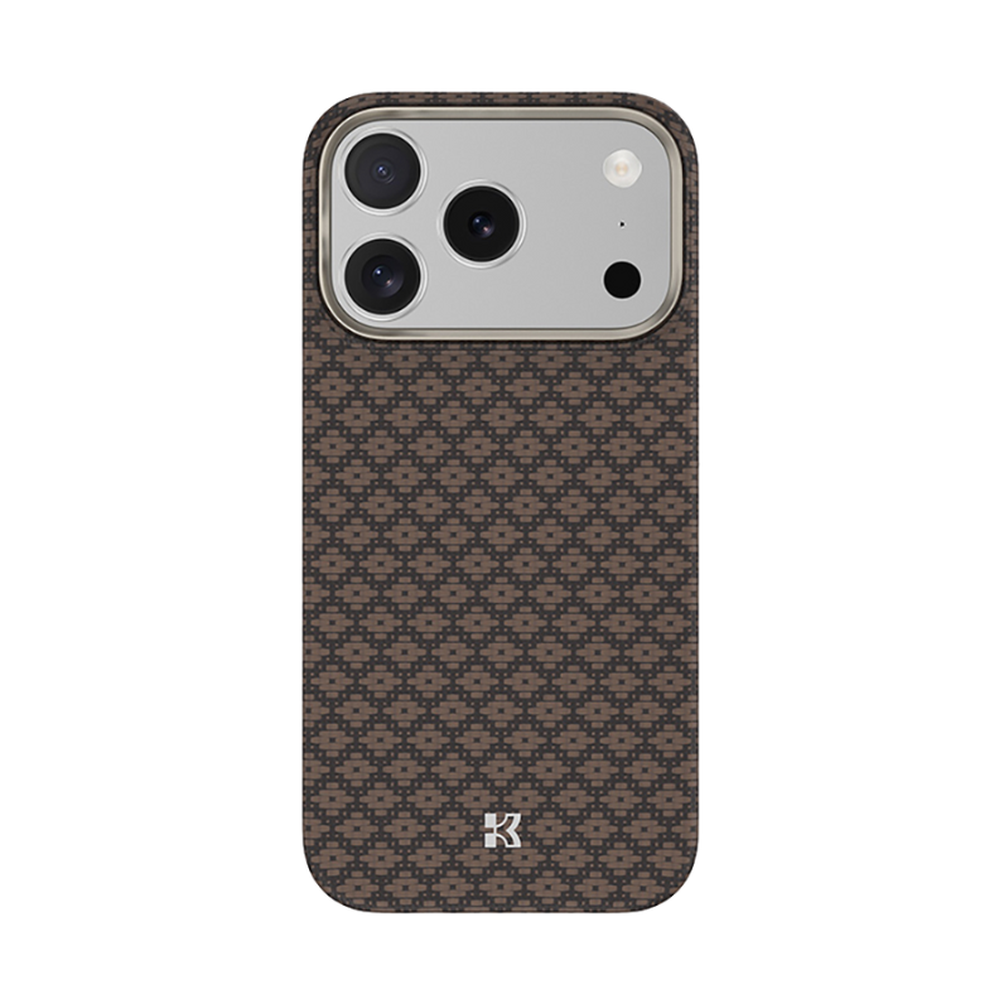 Benks iPhone 17 ArmorGrid brown geometric woven case with diamond pattern