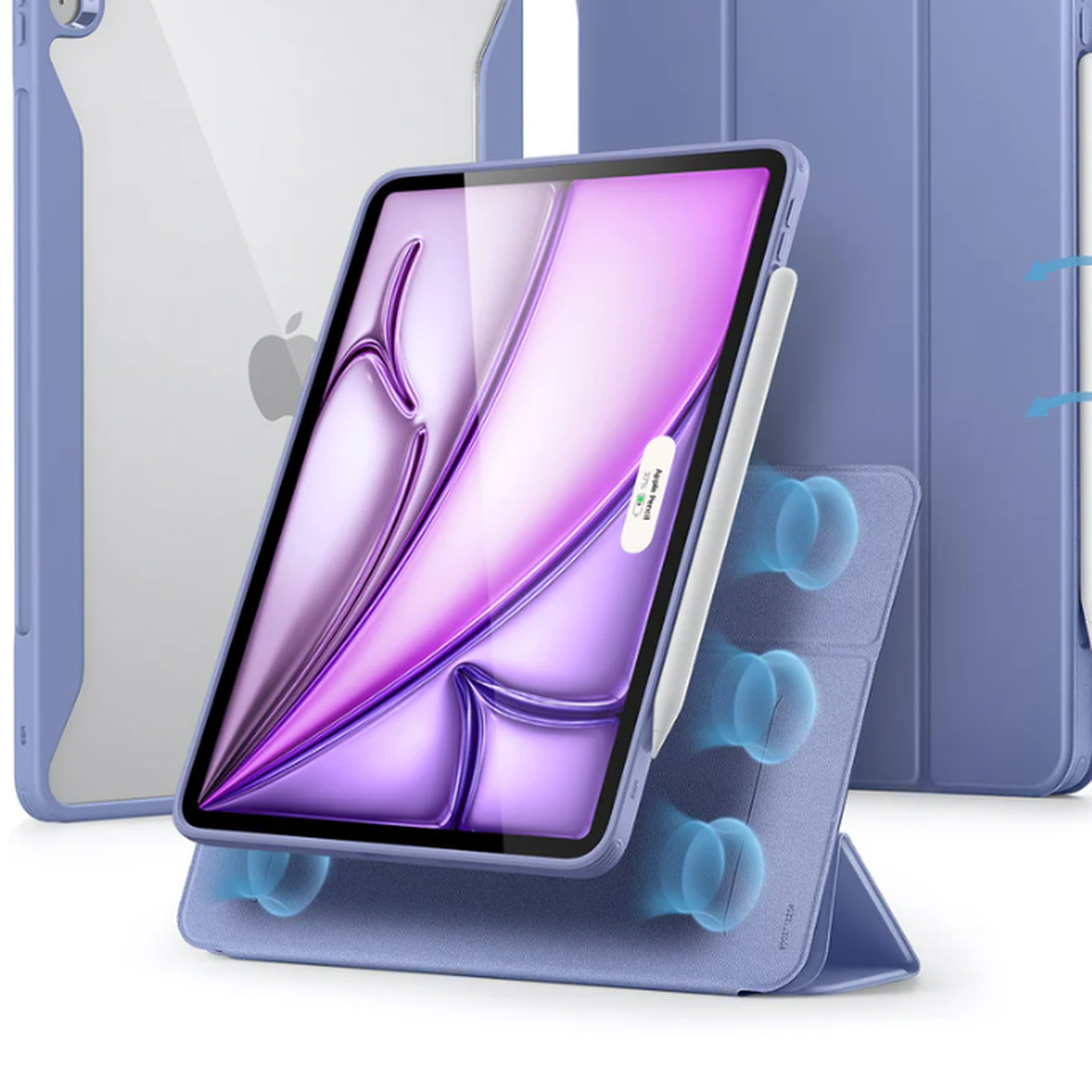 Lavender ESR iPad Air hybrid case featuring detachable cover and dual-layer protection