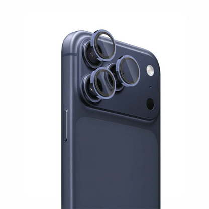 Silver sapphire-coated camera glass protector with stainless steel frame for triple-lens smartphone