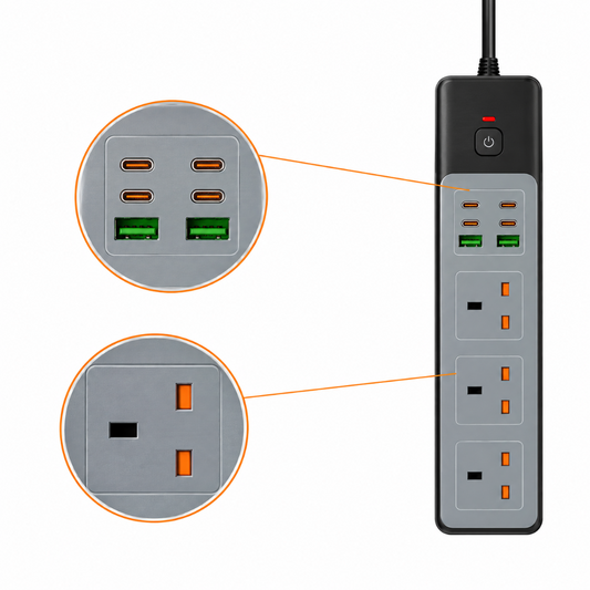 Porodo - 3000W Power Strip & USB Ports (3AC)