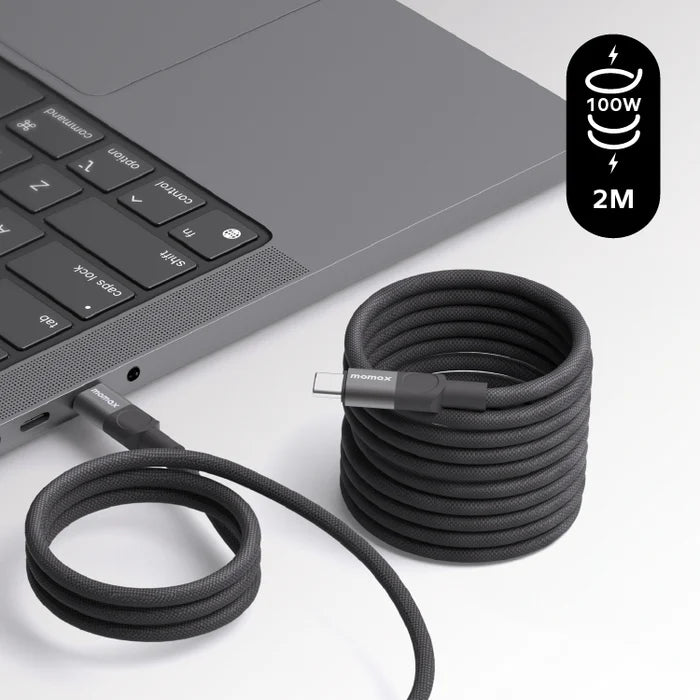 موماكس - كابل USB-C مغناطيسي بقوة 100 واط (2 متر)