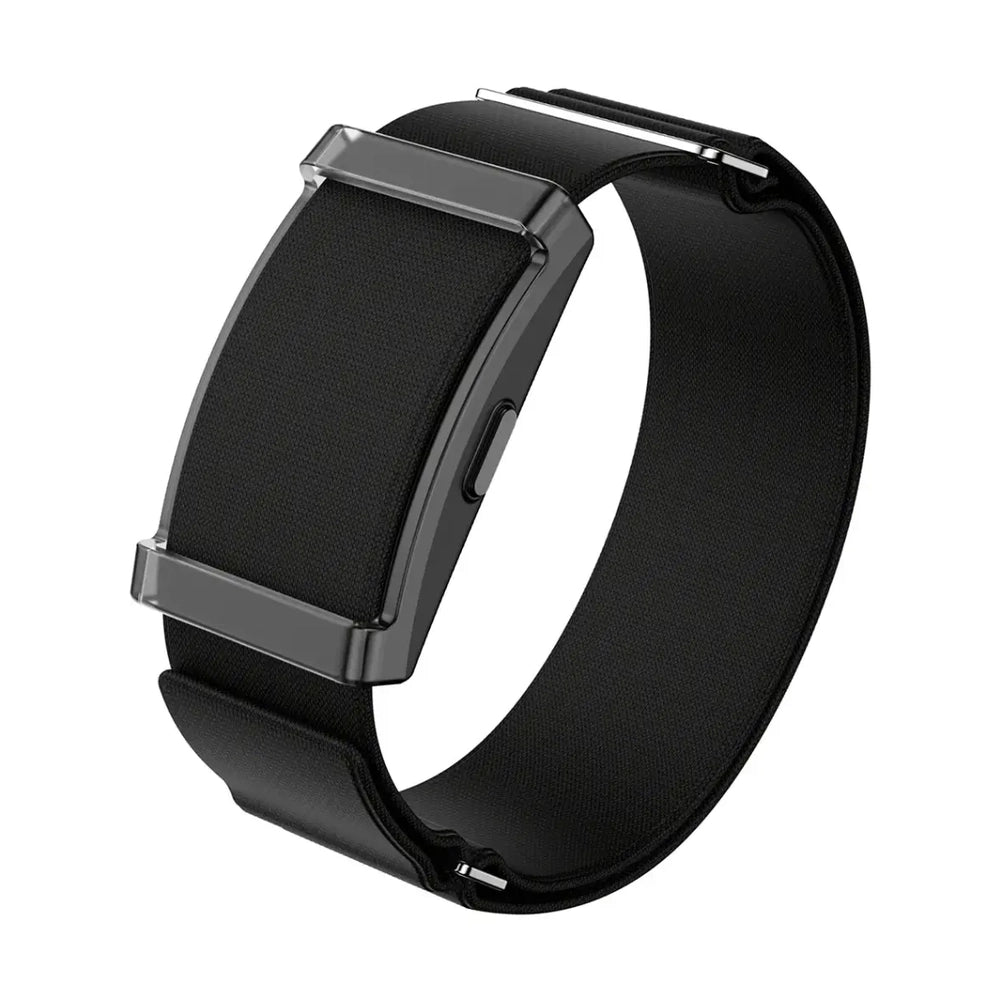 Green Lion black smart fitness band with woven nylon strap and dark metallic housing