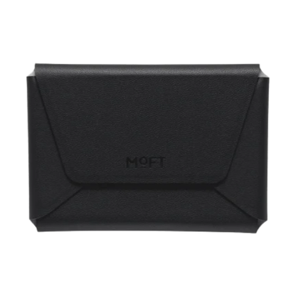 Black pebbled leather Moft wallet with envelope flap