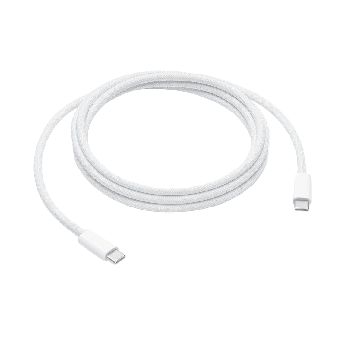 White USB-C cable on a white background