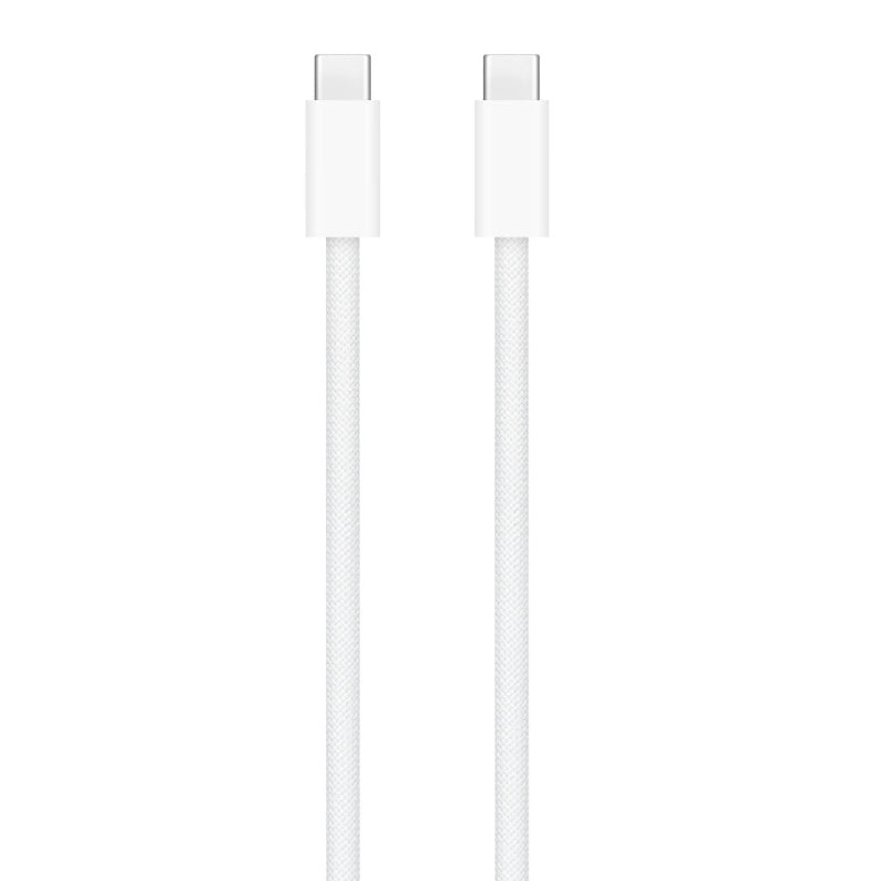 Two white USB-C cables on a white background