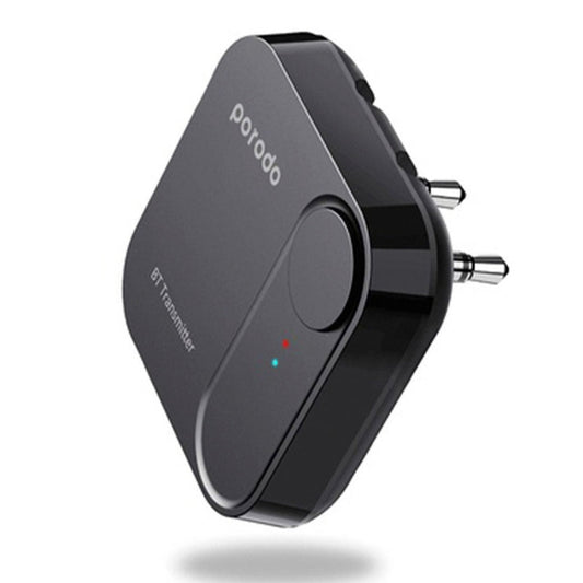 Black Bluetooth transmitter with 'porodo' branding on a white background
