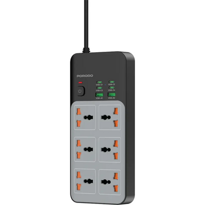 Porodo - 3000W Power Strip & USB Ports (6AC)