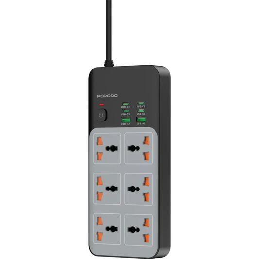 Porodo - 3000W Power Strip & USB Ports (6AC)