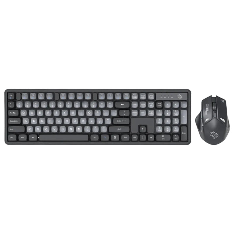 Black keyboard and mouse set on a white background