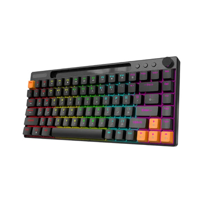 Mechanical keyboard with RGB lighting on a white background