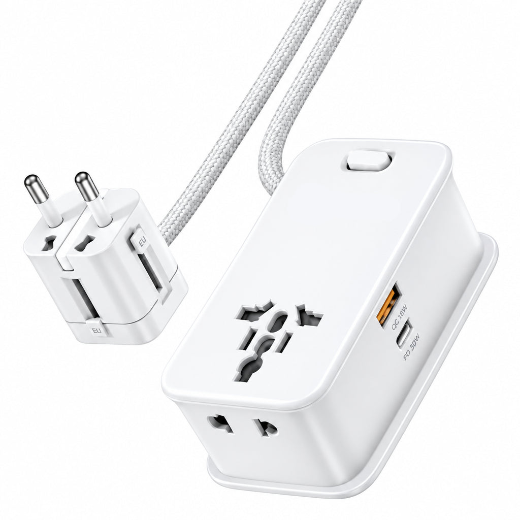 شاحن Powerology العالمي متعدد المنافذ بقدرة 30 واط — شحن سريع لعدة أجهزة في وقت واحد | Powerology Universal Multi-Port Charger 30W — Fast Charging for Multiple Devices at Once.
