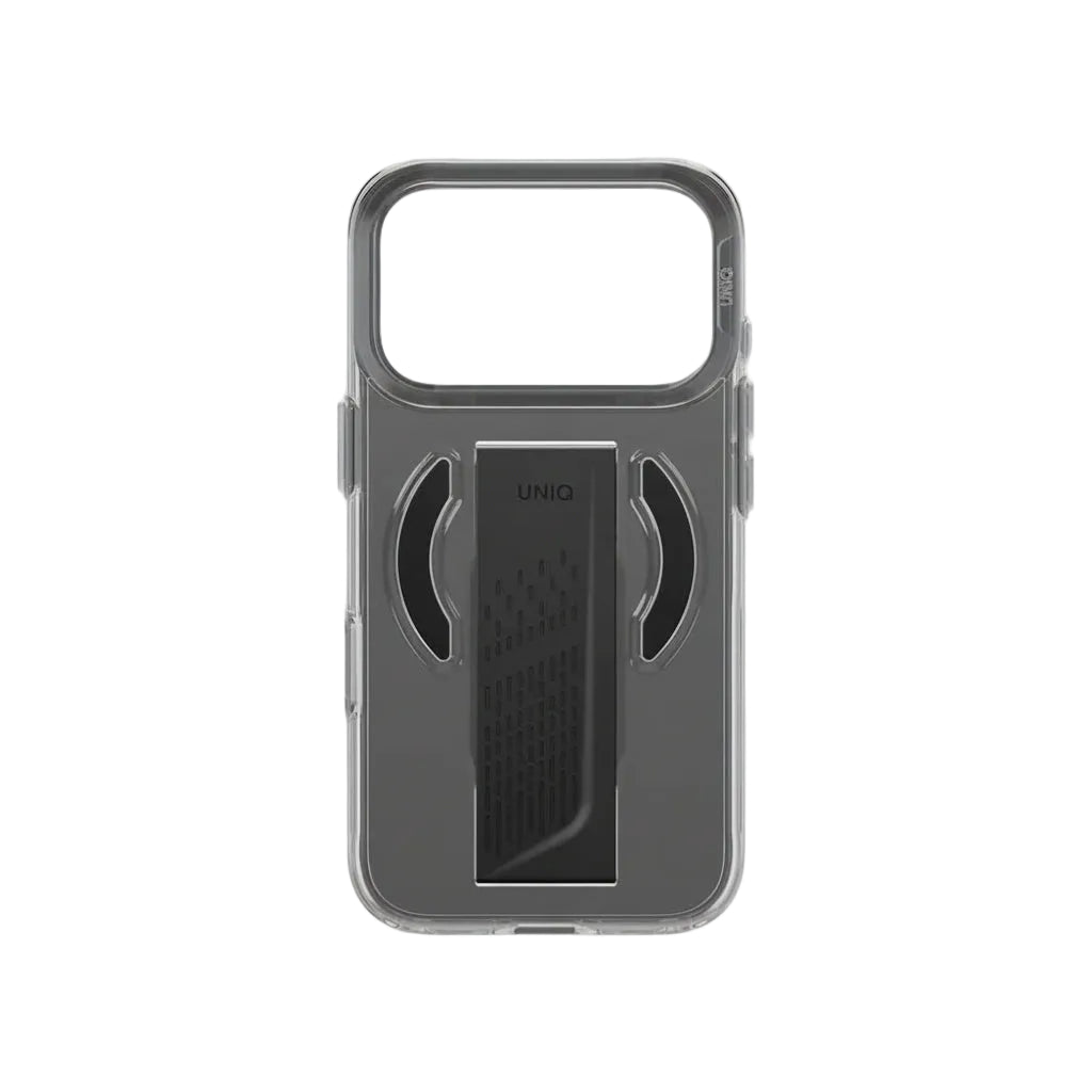 قضية Uniq Heldro Air Grip لهاتف iPhone 18 Pro و Pro Max باللون الأسود — قبضة هوائية مريحة وحماية أنيقة | Uniq Heldro Air Grip Case for iPhone 18 Pro & Pro Max in Black — Comfortable Air Grip & Elegant Protection.
