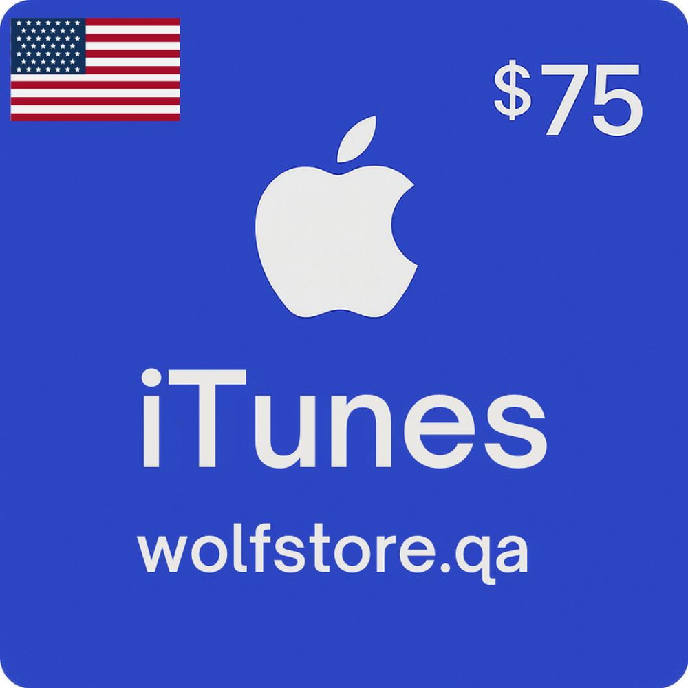 Blue $75 iTunes digital gift card for Apple services