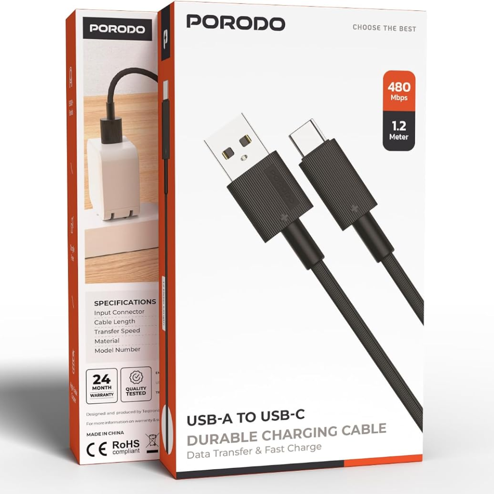 Porodo USB-A to Type-C Durable Charging Cable