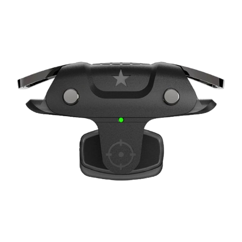 Black tactical device with a star emblem on a white background