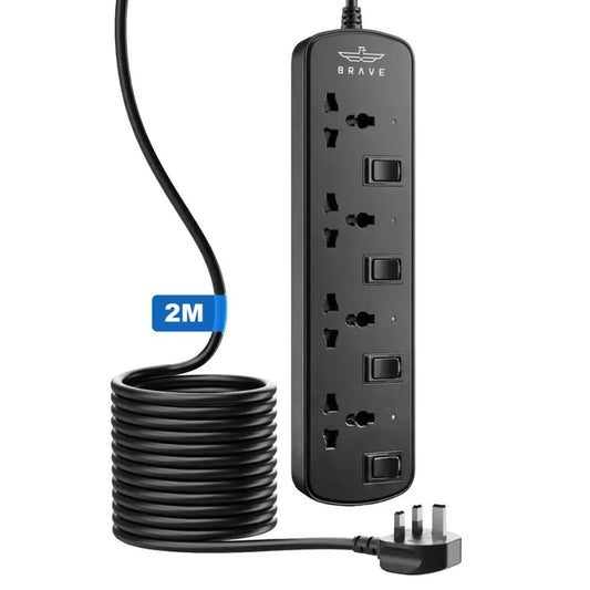 مشترك كهربائي Brave Plug BPS-04 رباعي عالمي بقدرة 3250 واط باللون الأسود — توزيع طاقة آمن وموثوق | Brave Plug Power Strip BPS-04 4-Way Universal 3250W in Black — Safe and Reliable Power Distribution.
